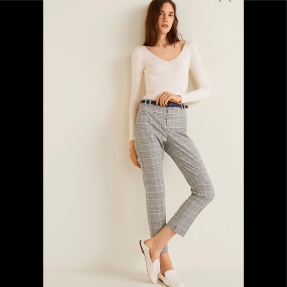 (2 for $30) Mango Women Straight Checked Trousers - Picture 3 of 15
